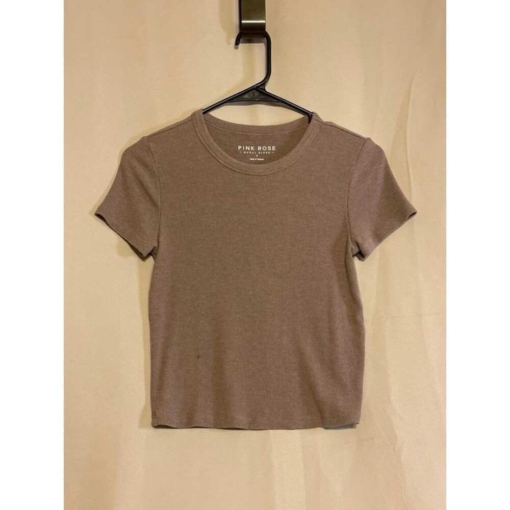 Pink Rose modal blend beige crop top